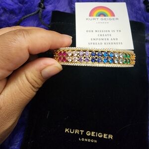 New Kurt Geiger Gold Rainbow Crystal Bracelet